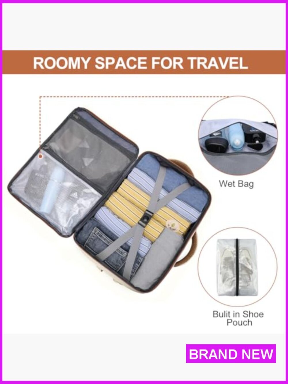 Carry On Backpack with Shoe Pouch TSA 15.6" Laptop Compartment USB Charging - Picture 4 of 6